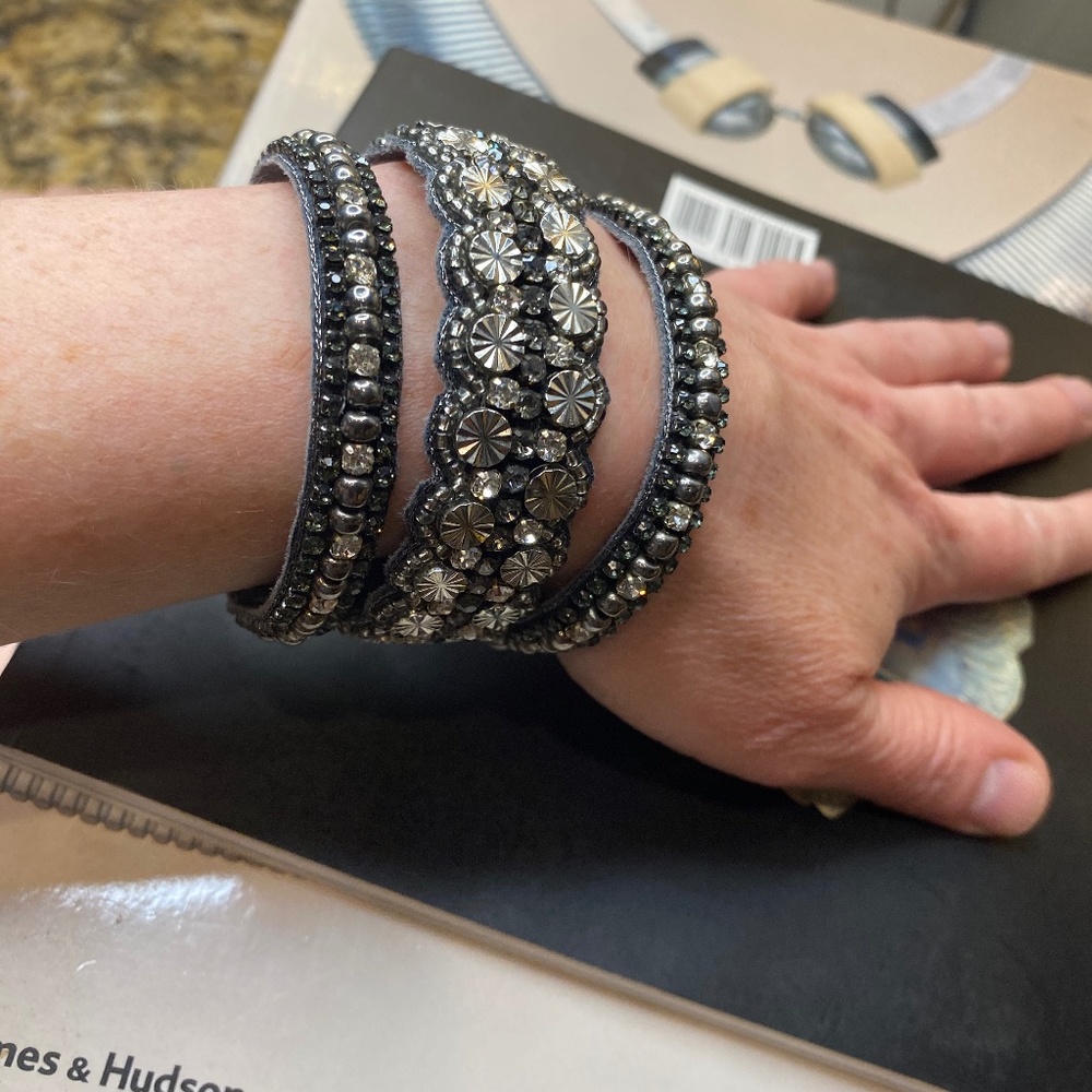 NWOT Deepa Gurnani Embroidered Bead Cuff Bracelet